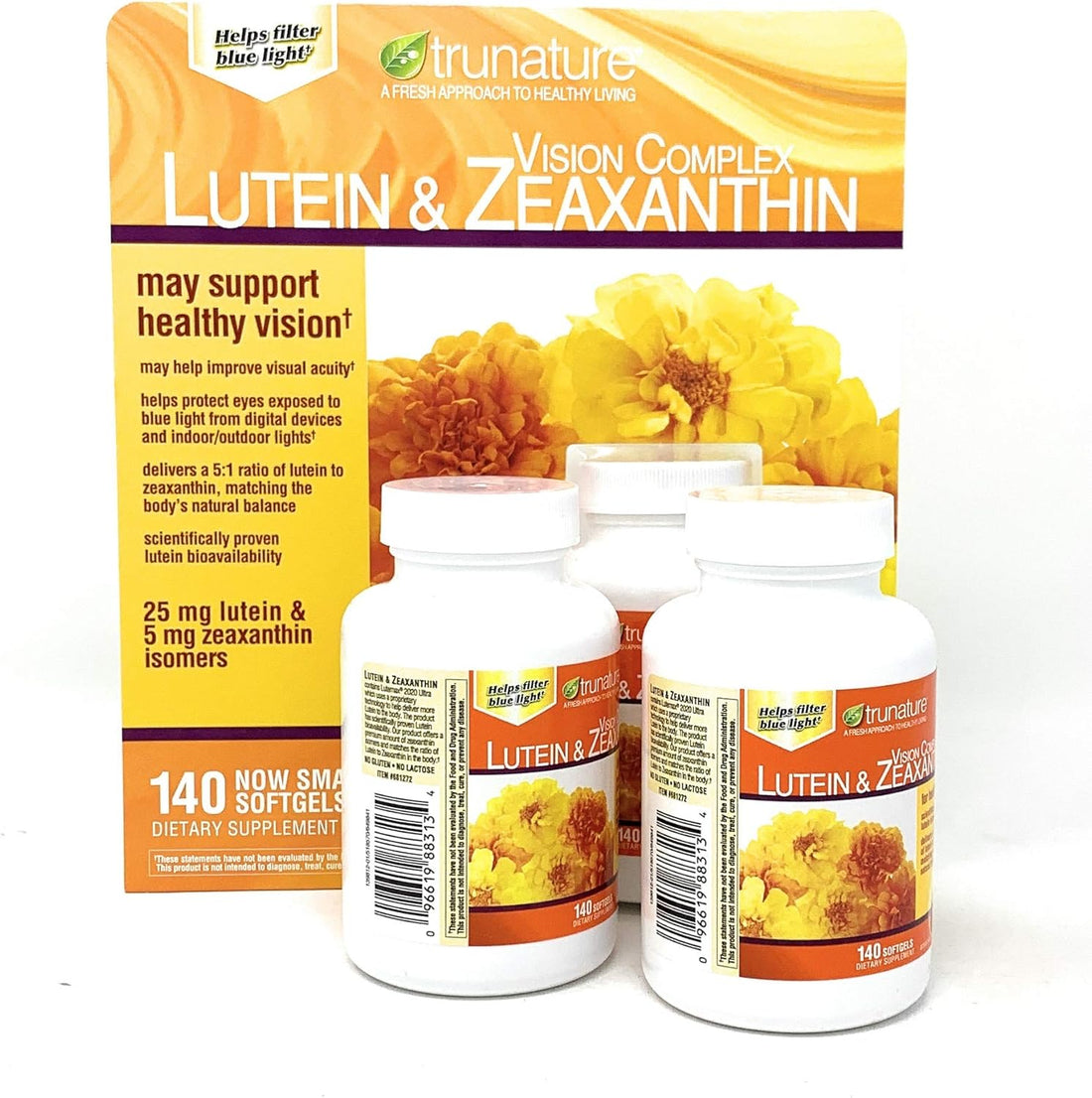 Trunature Vision Complex Lutein and Zeaxanthin MegaSize 3Pack (140 Count Each )